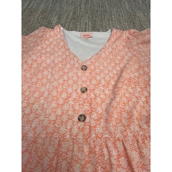 Evri Women’s Peach & White Flared Lined Dress Woman Size 0X Or 14W Lined - Picture 5 of 5